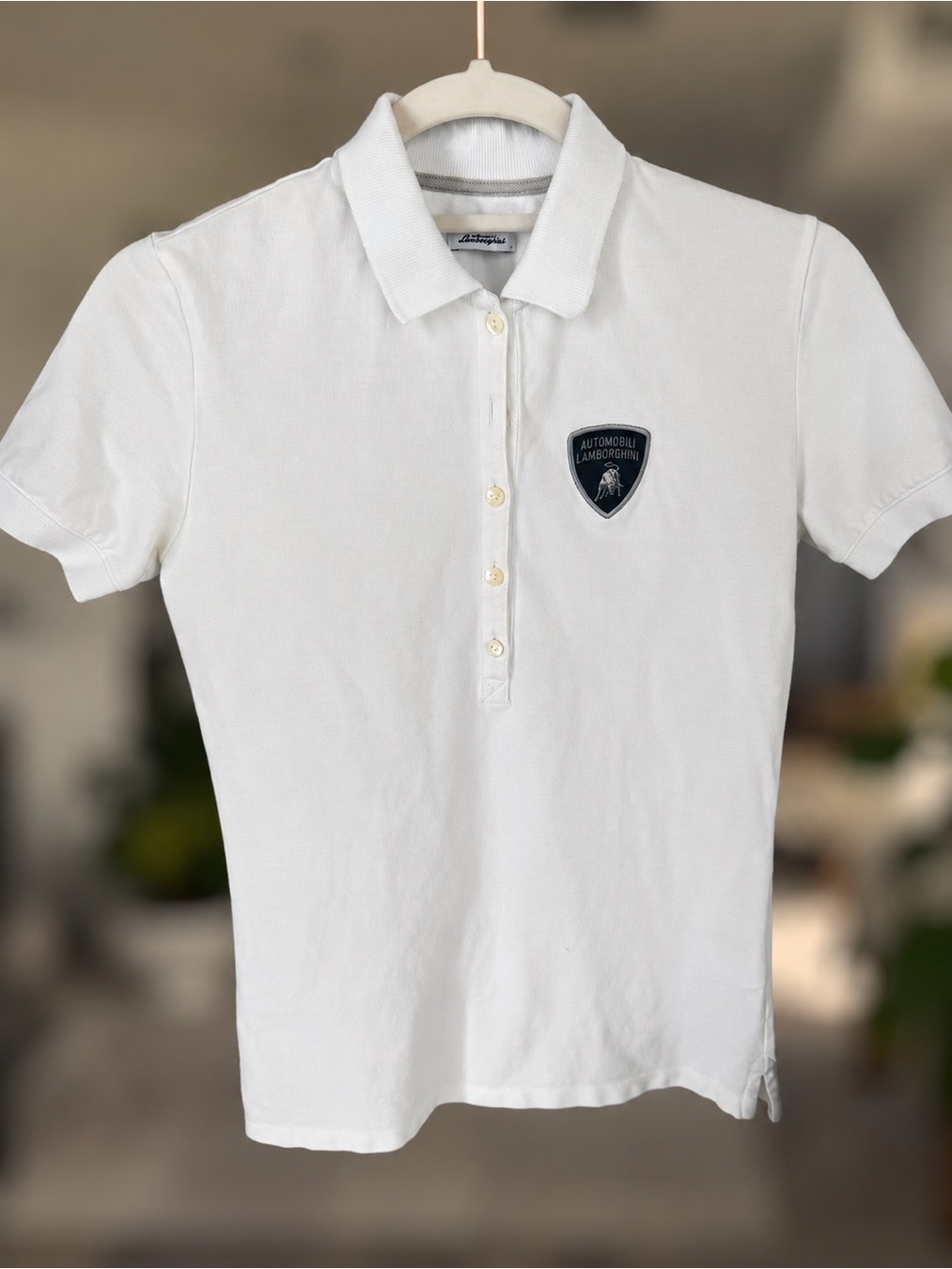 Lamborghini Women White Polo Shirt with Chest Patch